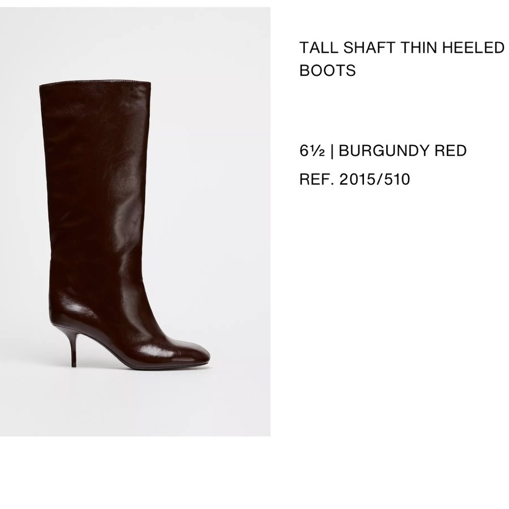 Zara Burgundy (brown) Tall Shaft Thin Heeled Boots